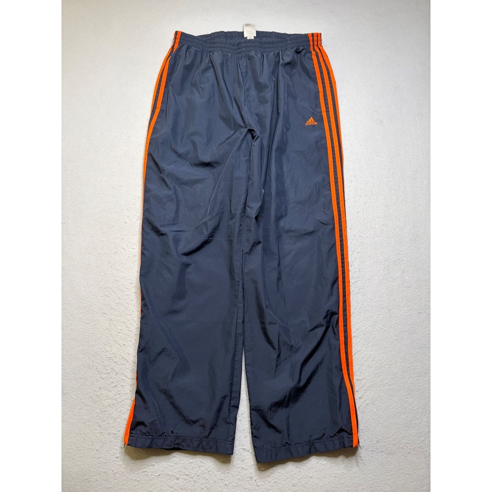 Adidas Track Pants Mens 2XL Navy Blue Orange 3-Stripe Mesh Lined Y2K Style